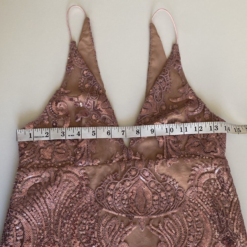Free People Cream and Rose Gold Pink Night Shimmers Sequin Mini Dress Size 2 - Picture 10 of 13